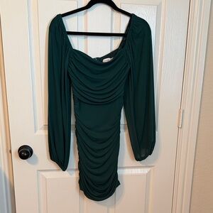 Chic Long Sleeve Green Dress